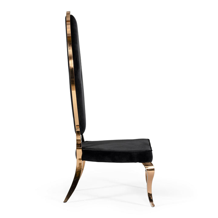 Mills - Modern Black Velvet Rosegold Dining Chair Set of 2