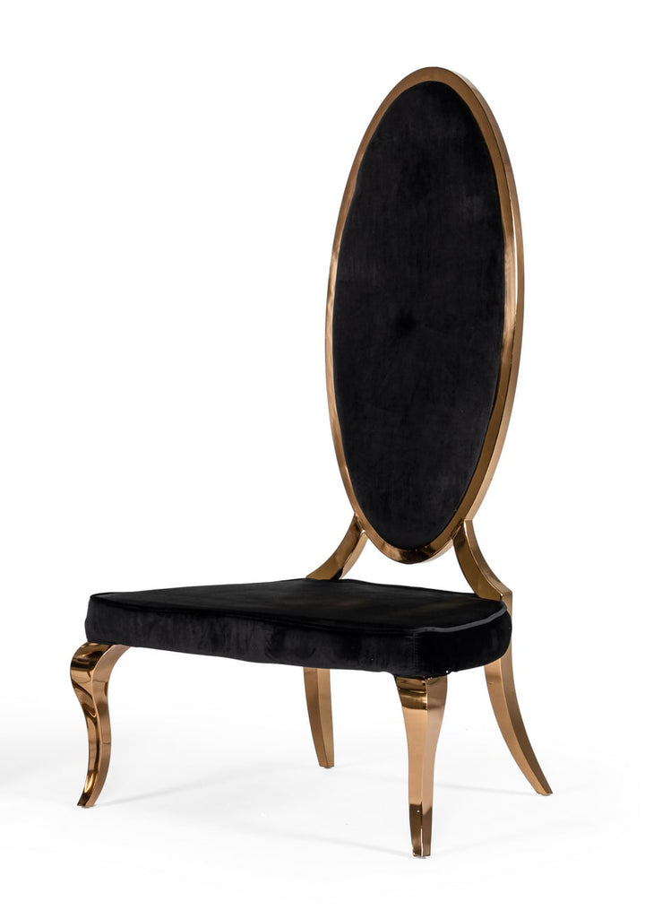 Mills - Modern Black Velvet Rosegold Dining Chair Set of 2