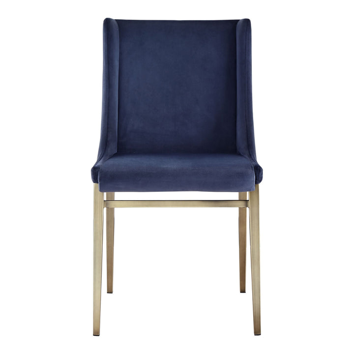 Mimi - Contemporary Blue Velvet &amp; Antique Brass Dining Chair (Set of 2)