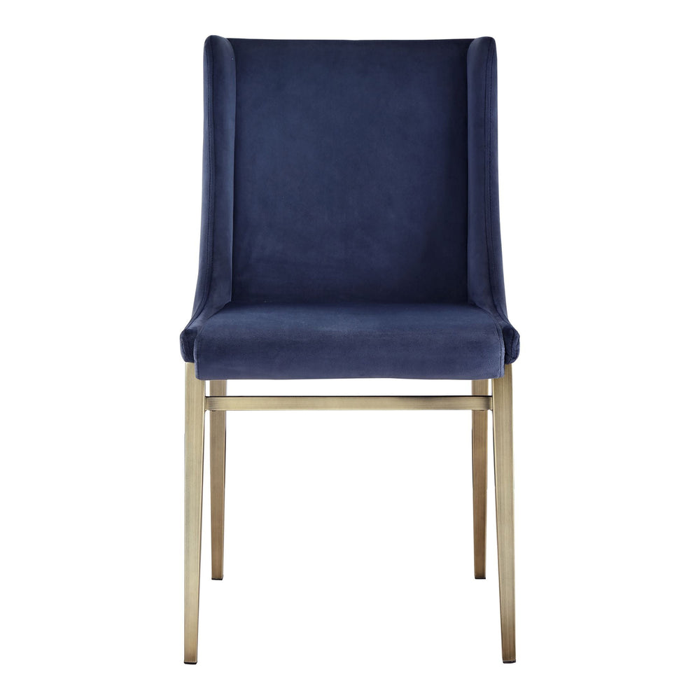 Mimi - Contemporary Blue Velvet & Antique Brass Dining Chair (Set of 2)
