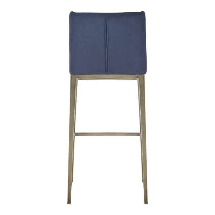Mimi - Contemporary Blue Velvet + Brass Counter Stool (Set of 2)