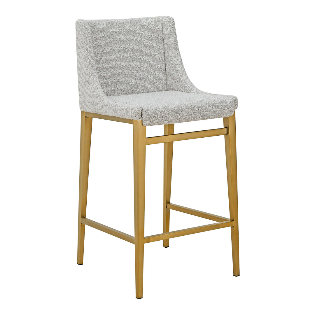Mimi - Modern Light Grey Fabric + Antique Brass Counter Stool (Set of 2)
