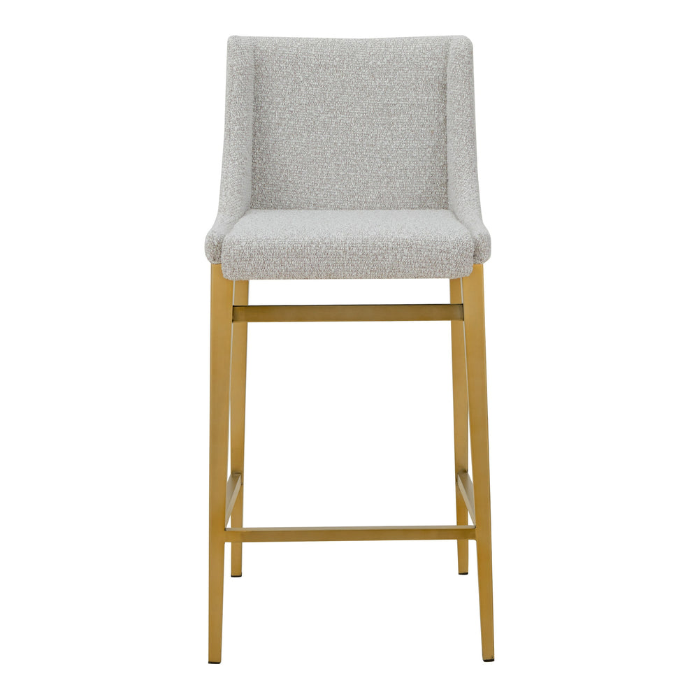 Mimi - Modern Light Grey Fabric + Antique Brass Counter Stool (Set of 2) - View 6