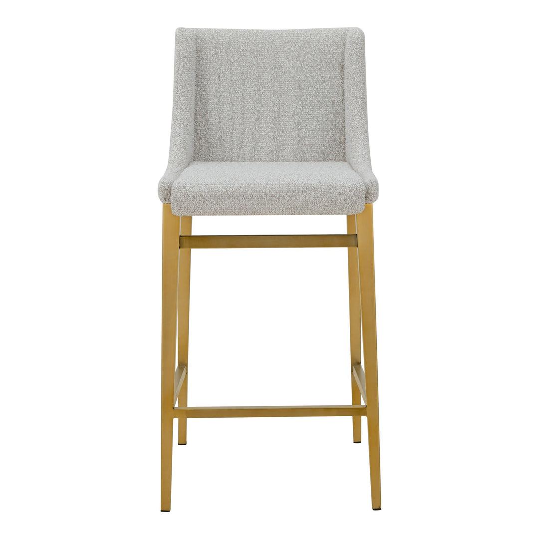 Mimi - Modern Light Grey Fabric + Antique Brass Counter Stool (Set of 2)