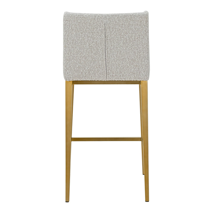 Mimi - Modern Light Grey Fabric + Antique Brass Counter Stool (Set of 2)