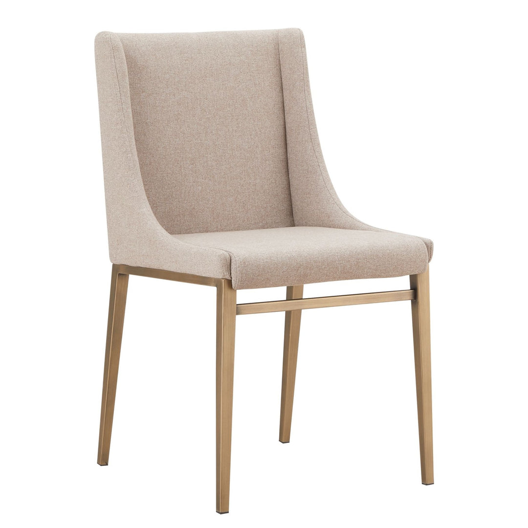 Mimi  Contemporary Beige + Brass Dining Chair (Set of 2)