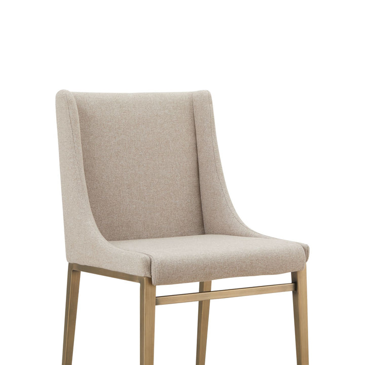 Mimi  Contemporary Beige + Brass Dining Chair (Set of 2)