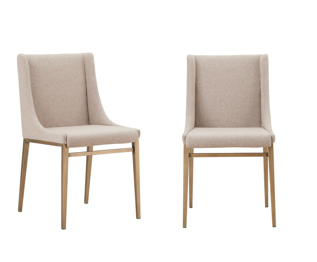 Mimi  Contemporary Beige + Brass Dining Chair (Set of 2)