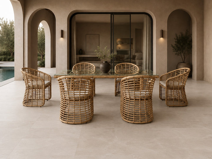 Mina - Outdoor Bamboo Wicker Dining Set