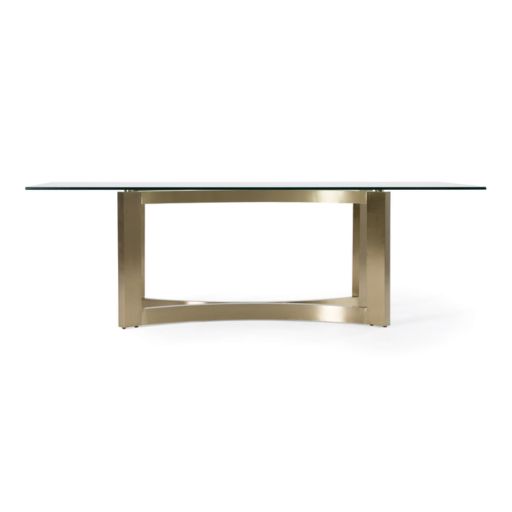 Mingus - Modern Glass + Brushed Brass Rectangualr Dining Table