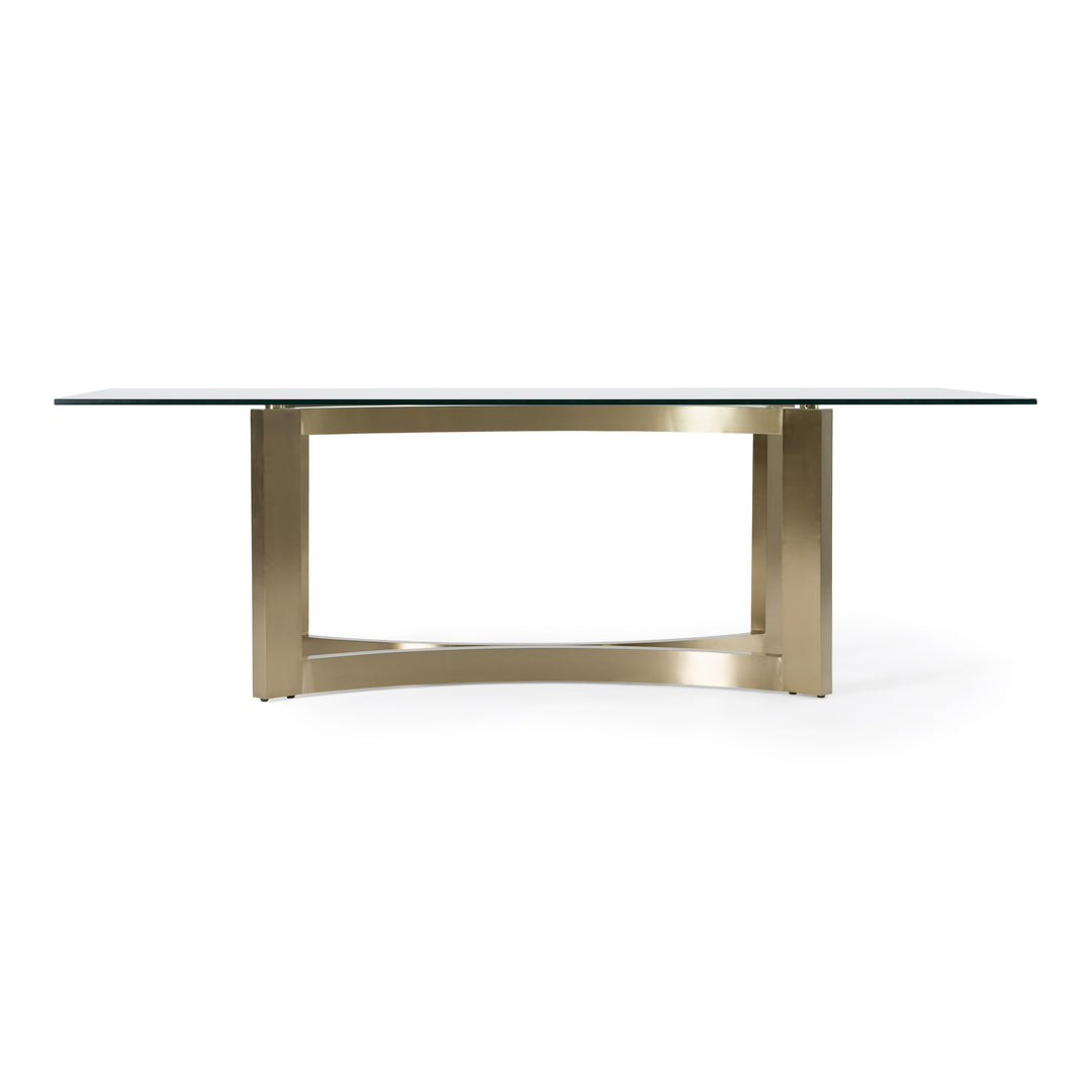 Mingus - Modern Glass + Brushed Brass Rectangualr Dining Table