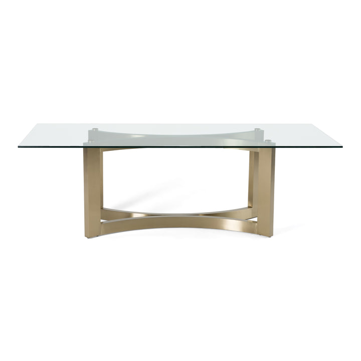 Mingus - Modern Glass + Brushed Brass Rectangualr Dining Table