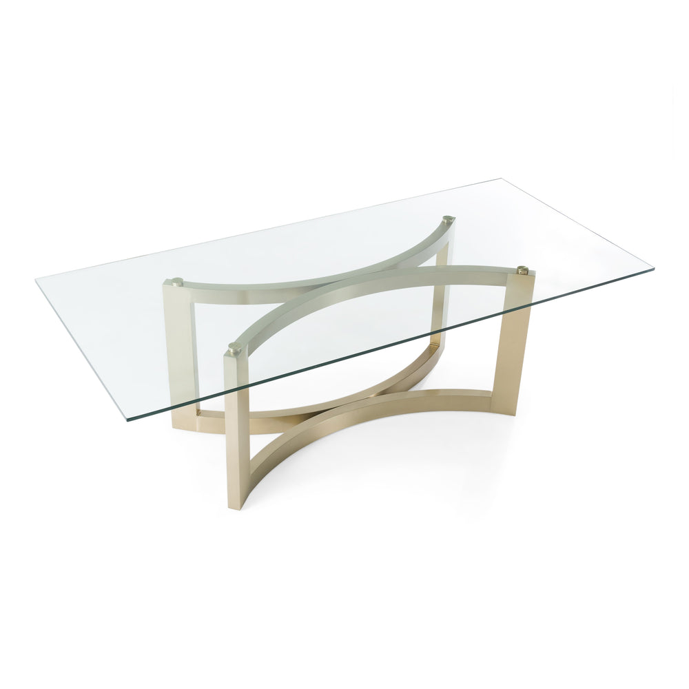 Mingus - Modern Glass + Brushed Brass Rectangualr Dining Table - View 9