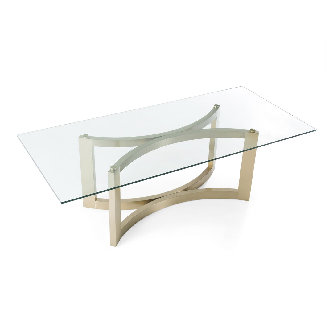 Mingus - Modern Glass + Brushed Brass Rectangualr Dining Table