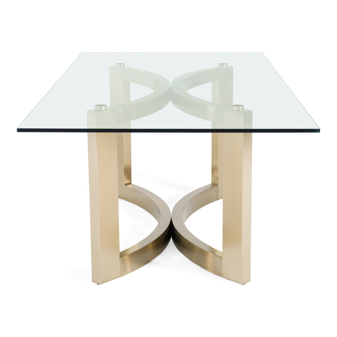 Mingus - Modern Glass + Brushed Brass Rectangualr Dining Table