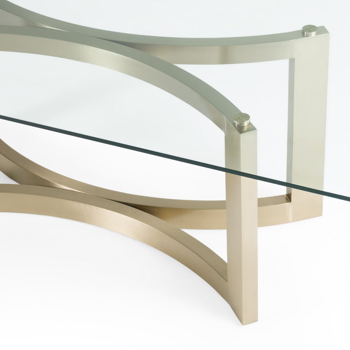 Mingus - Modern Glass + Brushed Brass Rectangualr Dining Table