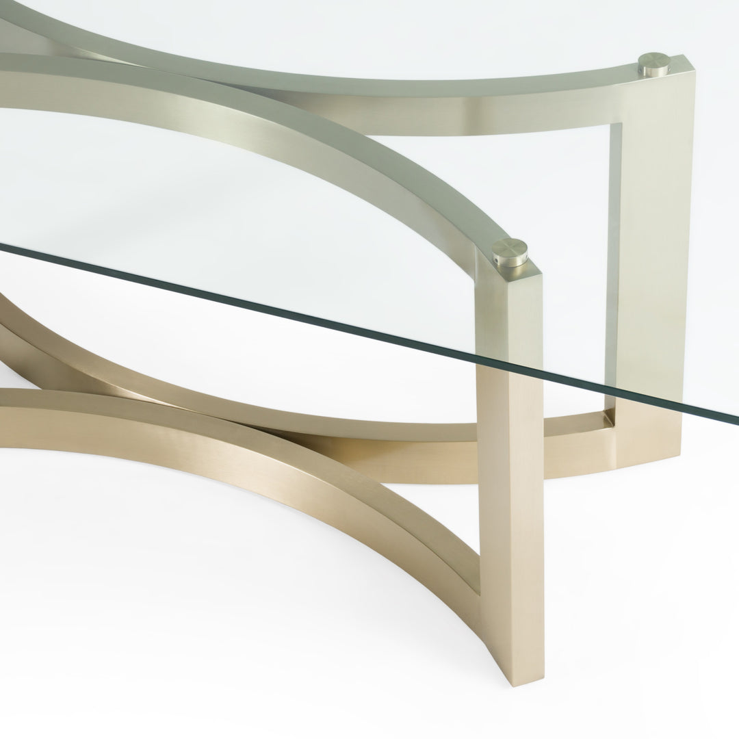 Mingus - Modern Glass + Brushed Brass Rectangualr Dining Table