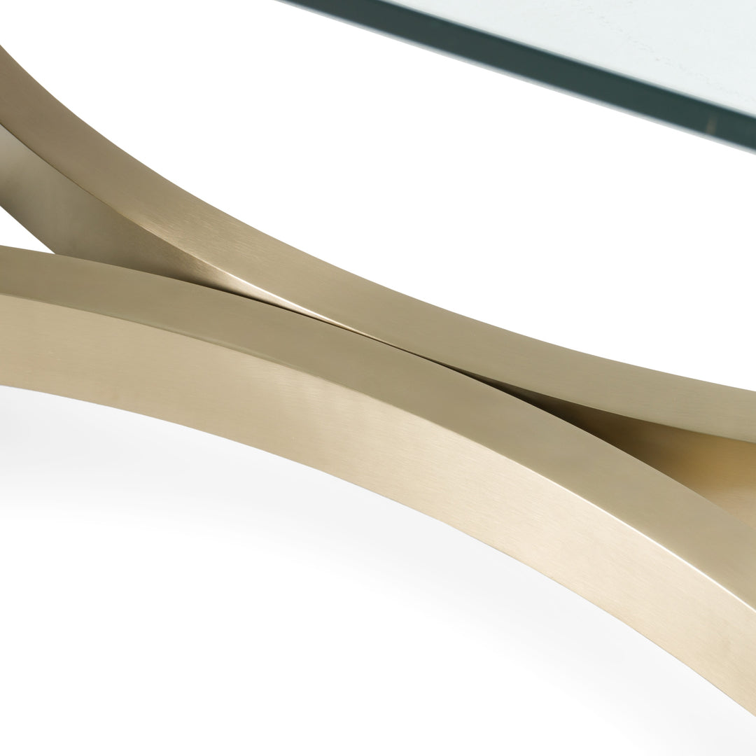 Mingus - Modern Glass + Brushed Brass Rectangualr Dining Table