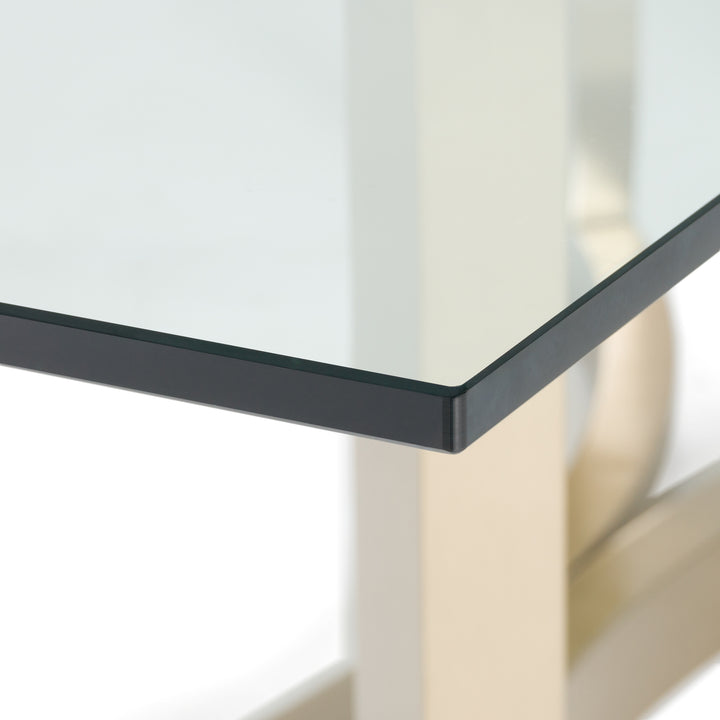 Mingus - Modern Glass + Brushed Brass Rectangualr Dining Table