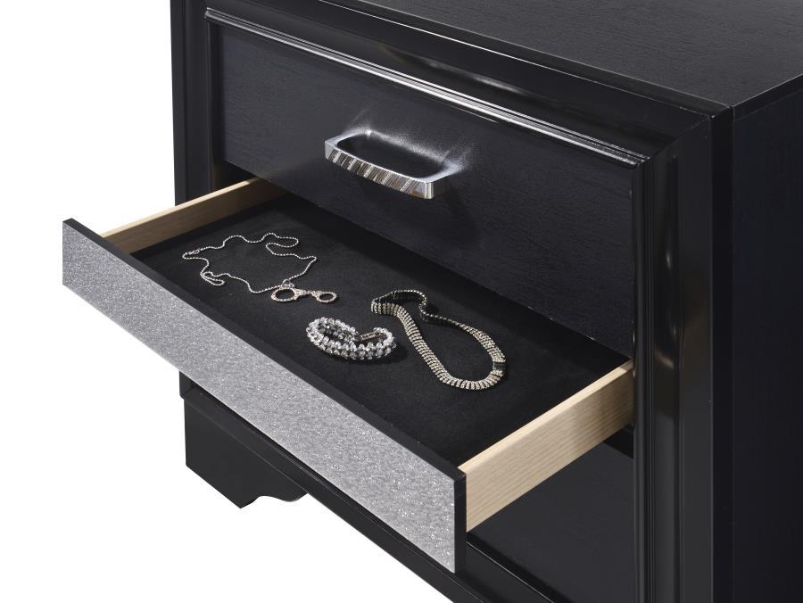 Miranda - 2 - Drawer Nightstand - Black Accent Nightstand modern furniture Contempo Furniture