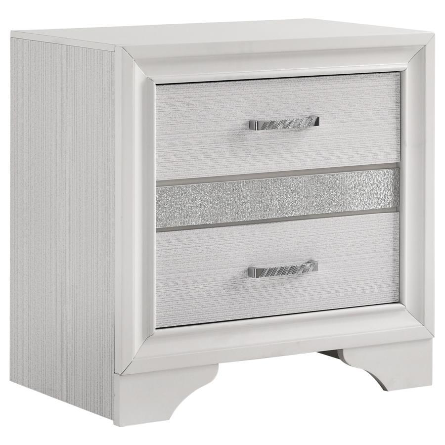 Miranda - 2 - Drawer Nightstand - White Accent Nightstand modern furniture Contempo Furniture