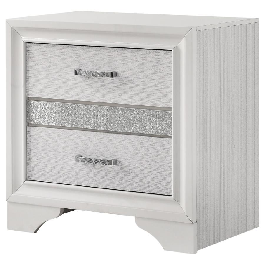 Miranda - 2 - Drawer Nightstand - White Accent Nightstand modern furniture Contempo Furniture
