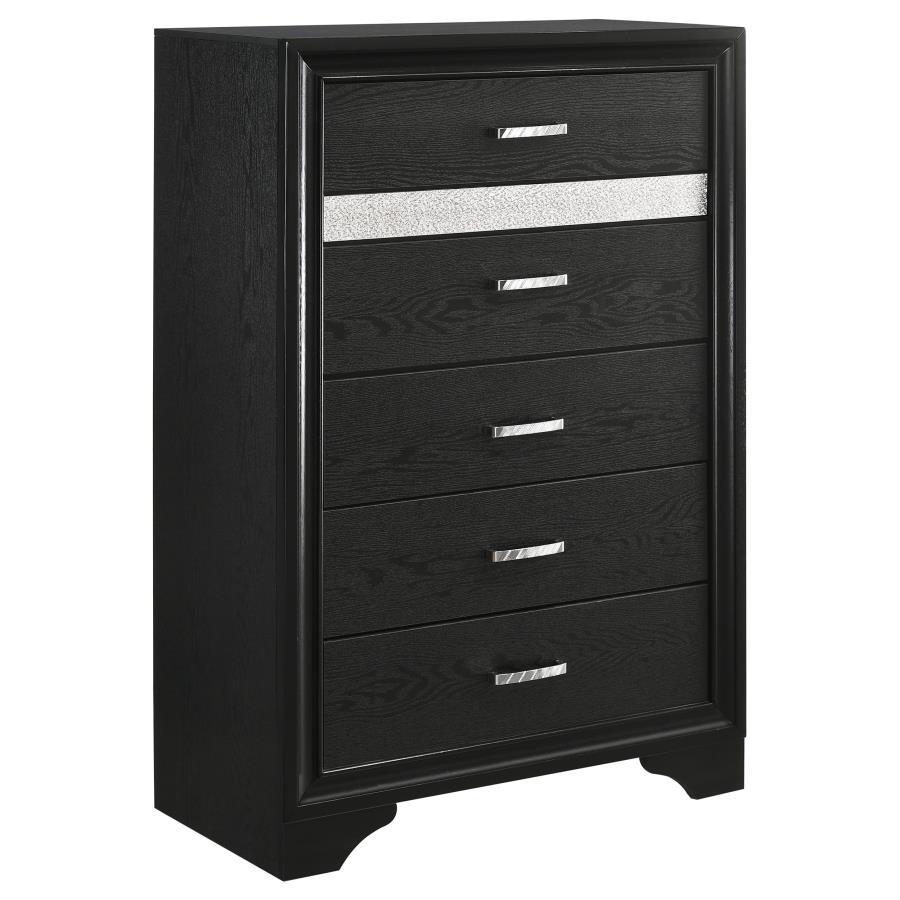 Miranda - 5 - Drawer Bedroom Chest - Black Accent Chest modern furniture Contempo Furniture