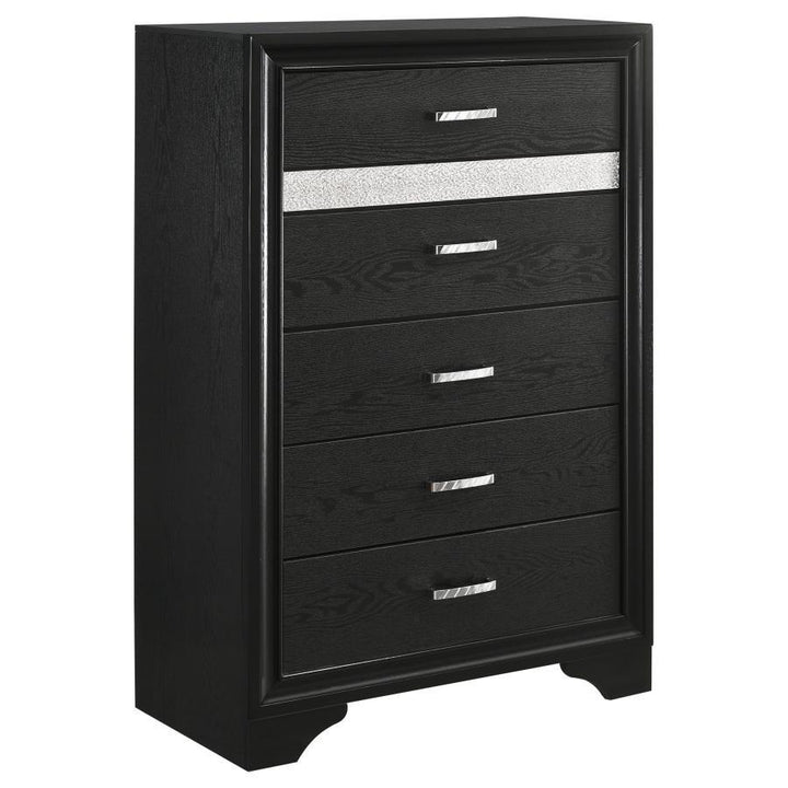 Miranda - 5 - Drawer Bedroom Chest - Black Accent Chest modern furniture Contempo Furniture
