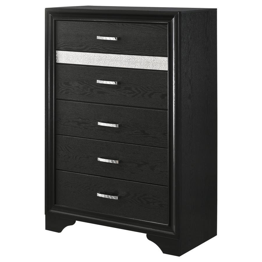 Miranda - 5 - Drawer Bedroom Chest - Black Accent Chest modern furniture Contempo Furniture