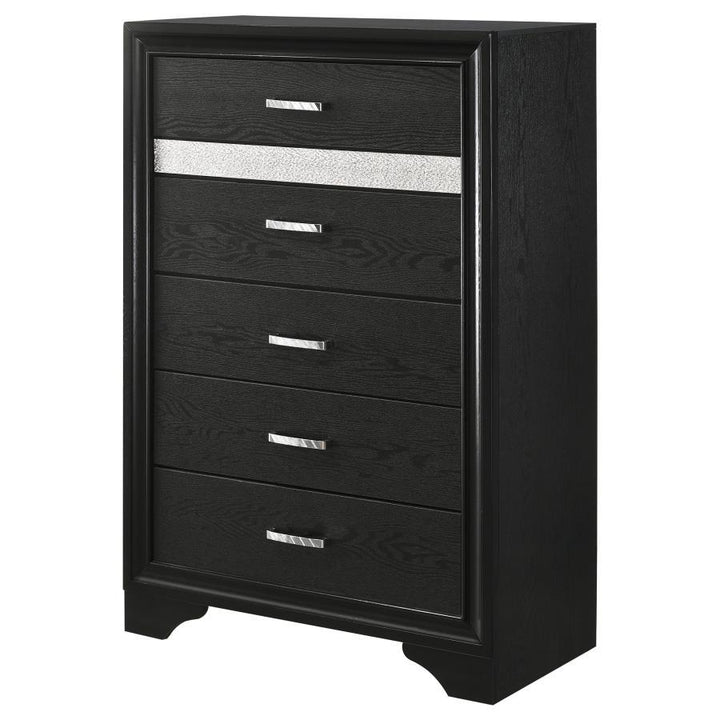 Miranda - 5 - Drawer Bedroom Chest - Black Accent Chest modern furniture Contempo Furniture
