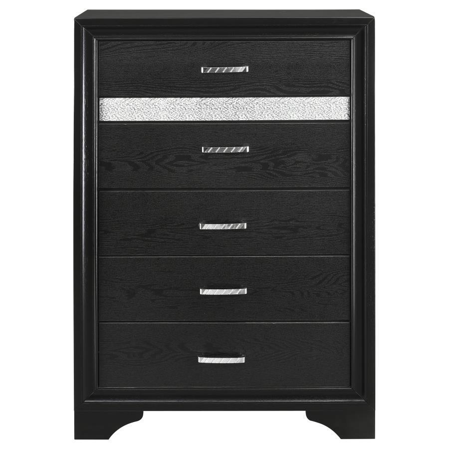 Miranda - 5 - Drawer Bedroom Chest - Black Accent Chest modern furniture Contempo Furniture