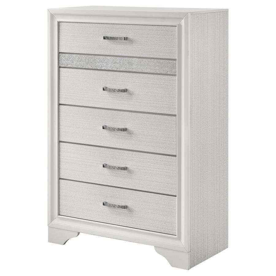 Miranda - 5 - Drawer Bedroom Chest - White Accent Chest modern furniture Contempo Furniture