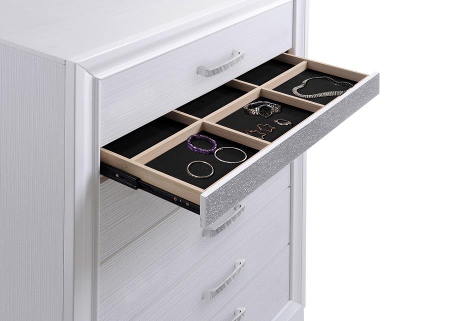Miranda - 5 - Drawer Bedroom Chest - White Accent Chest modern furniture Contempo Furniture