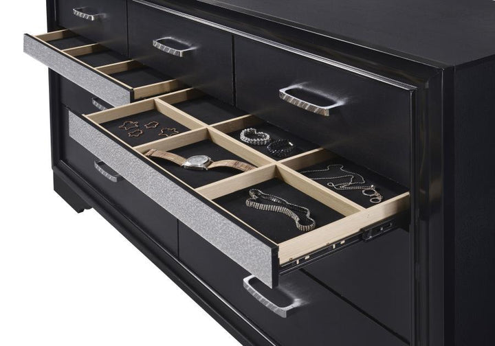 Miranda - 7 - Drawer Dresser - Black Dressers modern furniture Contempo Furniture