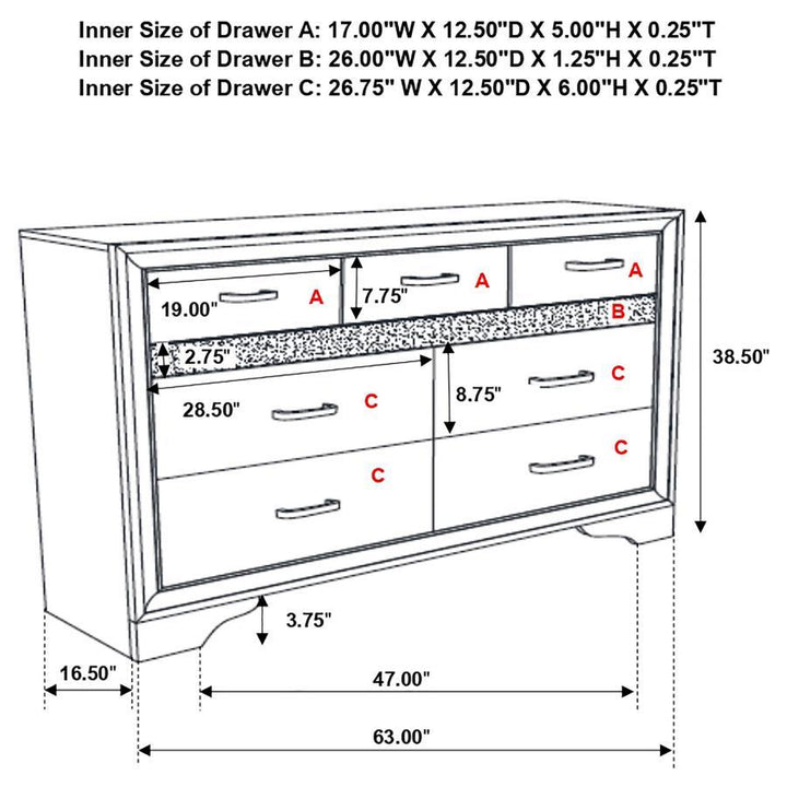 Miranda - 7 - Drawer Dresser - White Dressers modern furniture Contempo Furniture