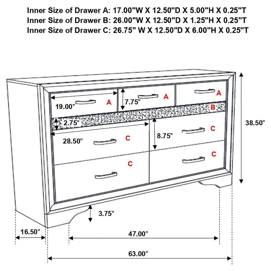 Miranda - 7 - Drawer Dresser - White Dressers modern furniture Contempo Furniture