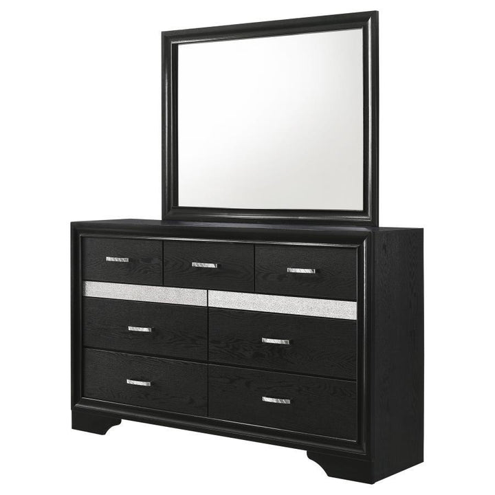 Miranda - 7 - Drawer Dresser With Mirror - Black Dresser &amp; Mirror modern furniture Contempo Furniture