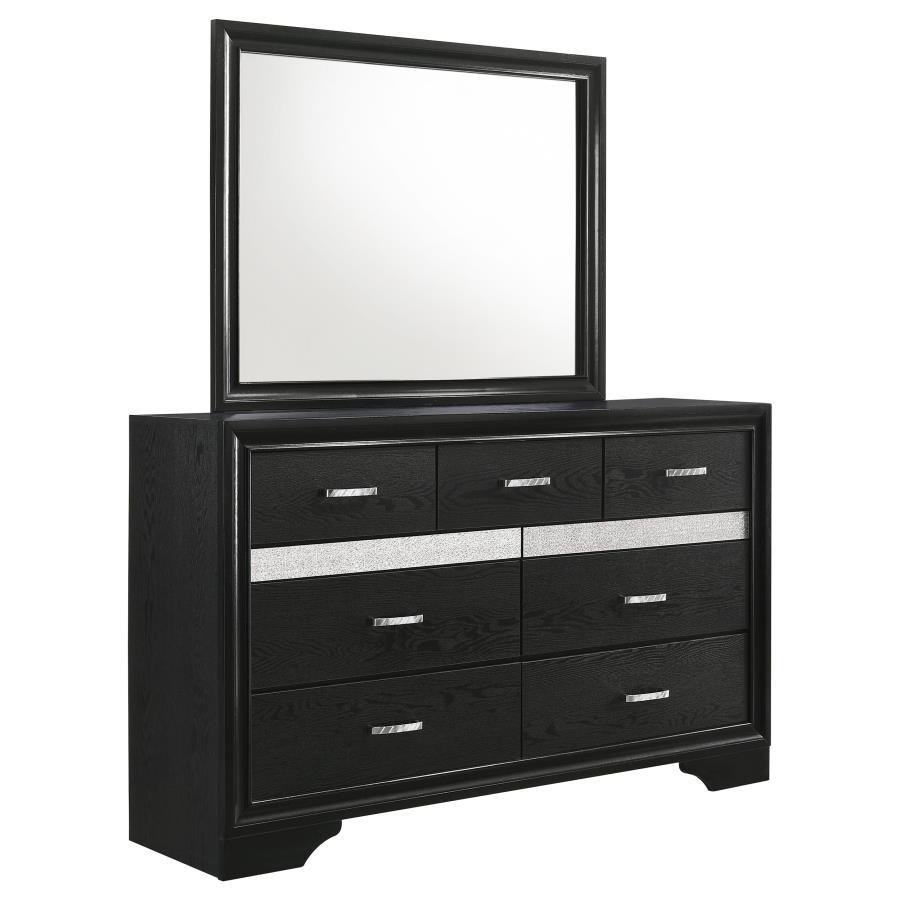 Miranda - 7 - Drawer Dresser With Mirror - Black Dresser & Mirror modern furniture Contempo Furniture