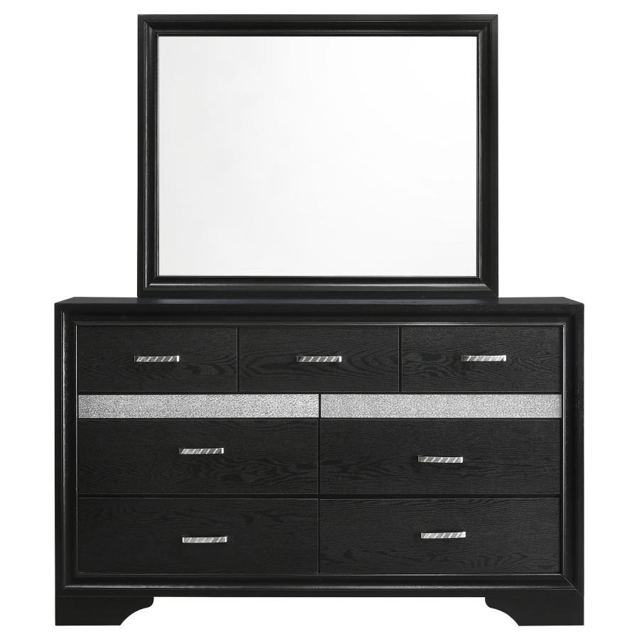 Miranda - 7 - Drawer Dresser With Mirror - Black Dresser & Mirror modern furniture Contempo Furniture