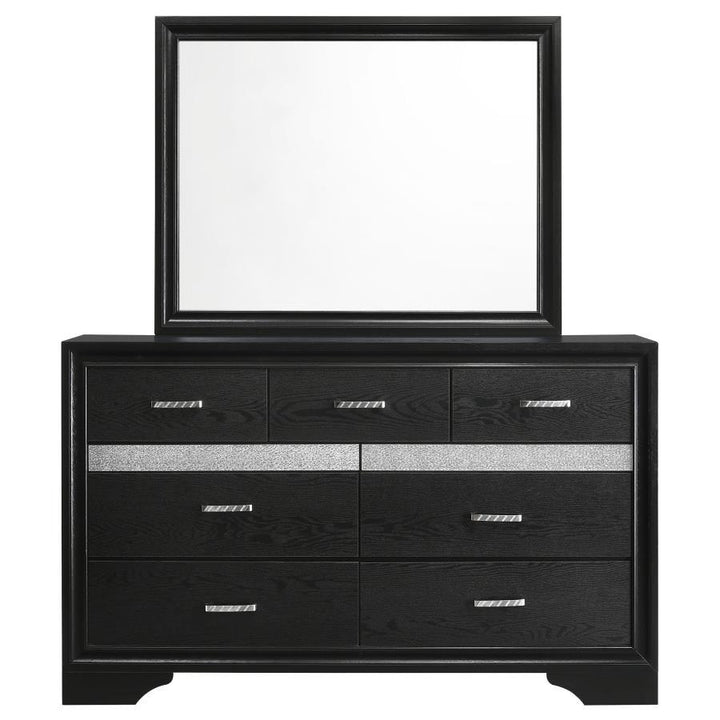 Miranda - 7 - Drawer Dresser With Mirror - Black Dresser &amp; Mirror modern furniture Contempo Furniture