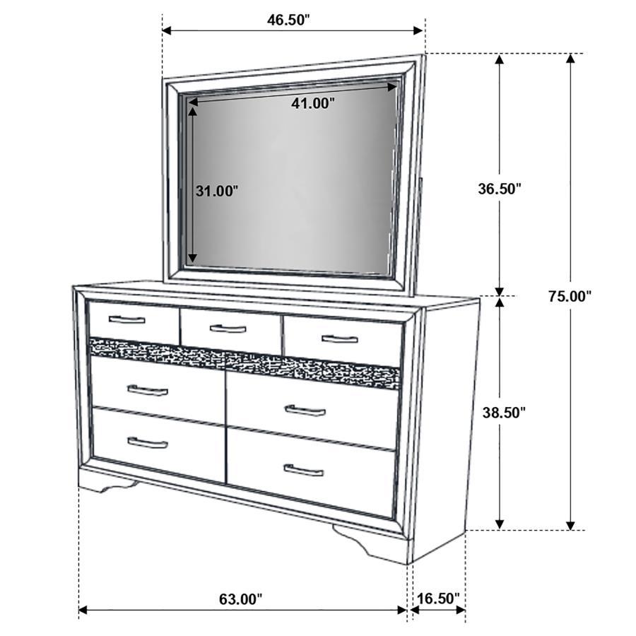 Miranda - 7 - Drawer Dresser With Mirror - Black Dresser & Mirror modern furniture Contempo Furniture