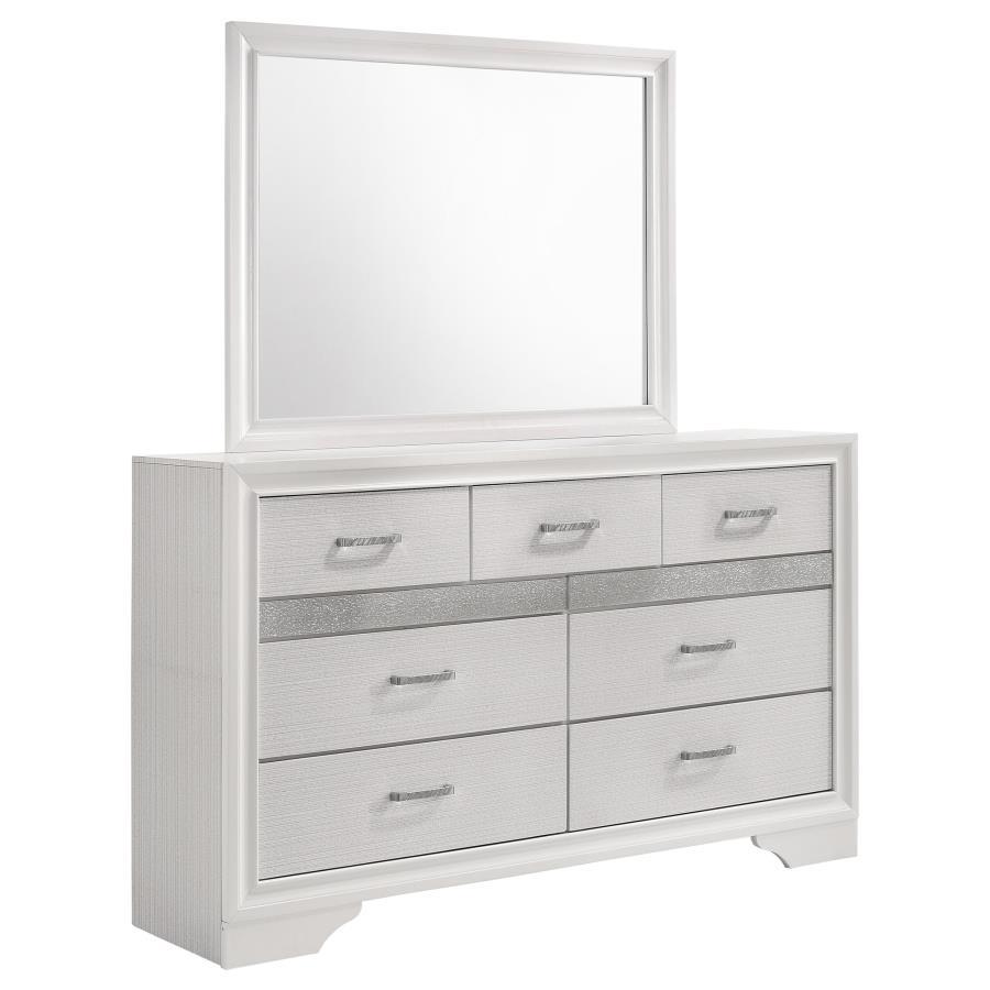 Miranda - 7 - Drawer Dresser With Mirror - White Dresser & Mirror modern furniture Contempo Furniture