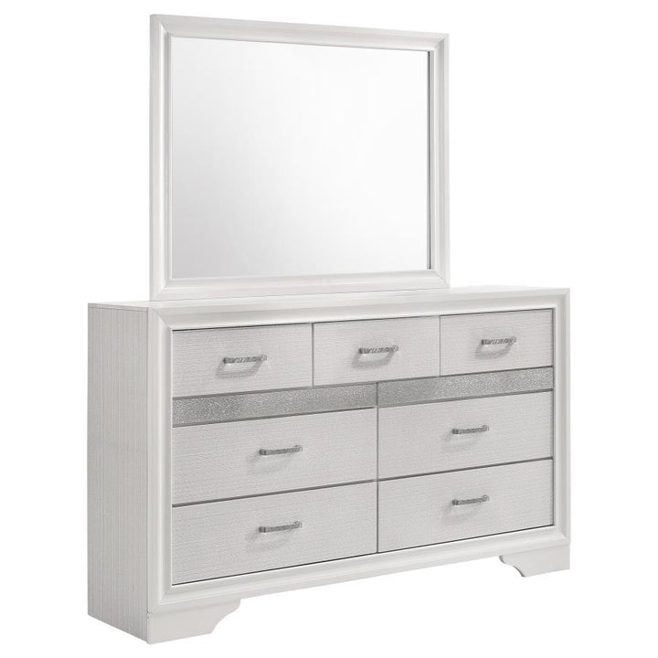 Miranda - 7 - Drawer Dresser With Mirror - White Dresser &amp; Mirror modern furniture Contempo Furniture