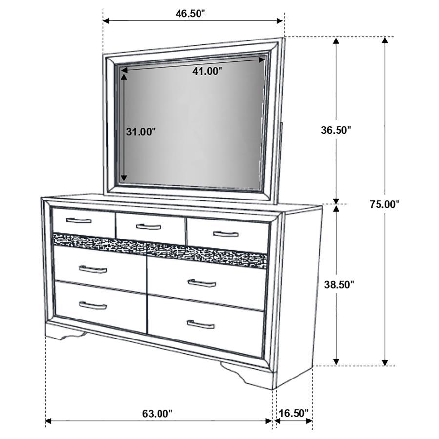 Miranda - 7 - Drawer Dresser With Mirror - White Dresser & Mirror modern furniture Contempo Furniture