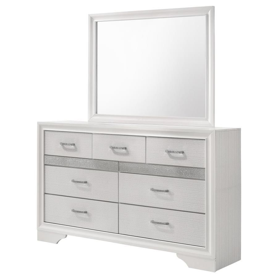 Miranda - 7 - Drawer Dresser With Mirror - White Dresser & Mirror modern furniture Contempo Furniture