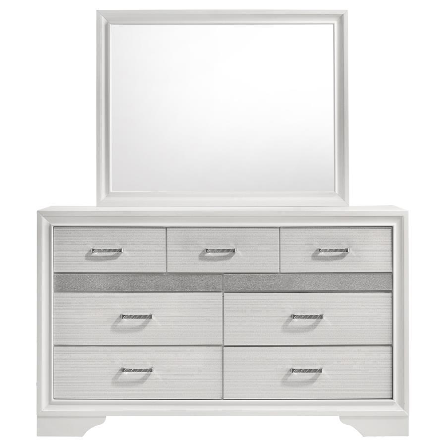 Miranda - 7 - Drawer Dresser With Mirror - White Dresser & Mirror modern furniture Contempo Furniture
