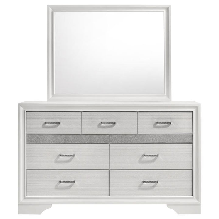 Miranda - 7 - Drawer Dresser With Mirror - White Dresser &amp; Mirror modern furniture Contempo Furniture