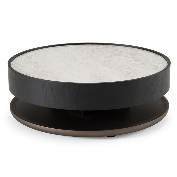 Miranda - Modern Ceramic + Black Oak Round Coffee Table