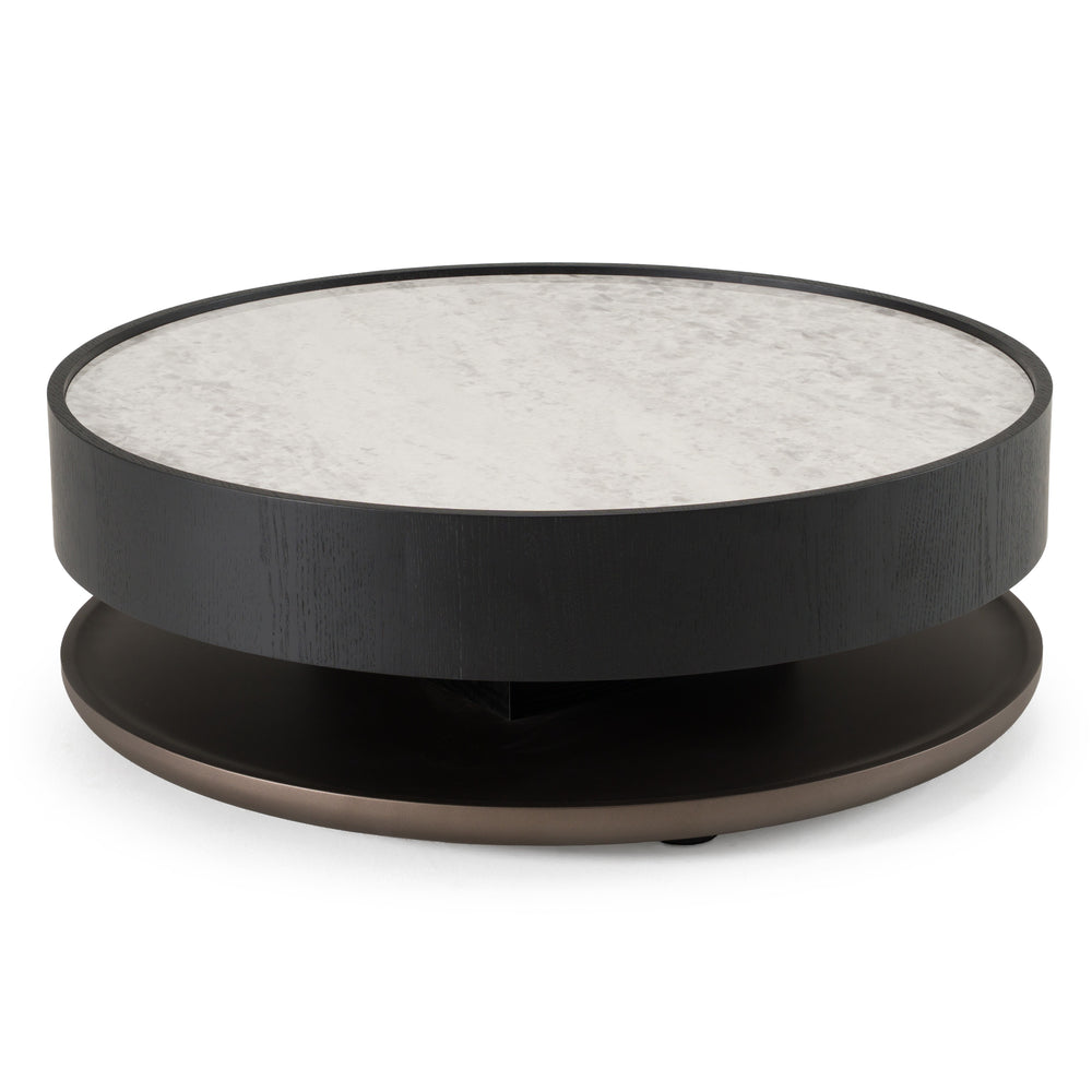 Miranda - Modern Ceramic + Black Oak Round Coffee Table - View 2