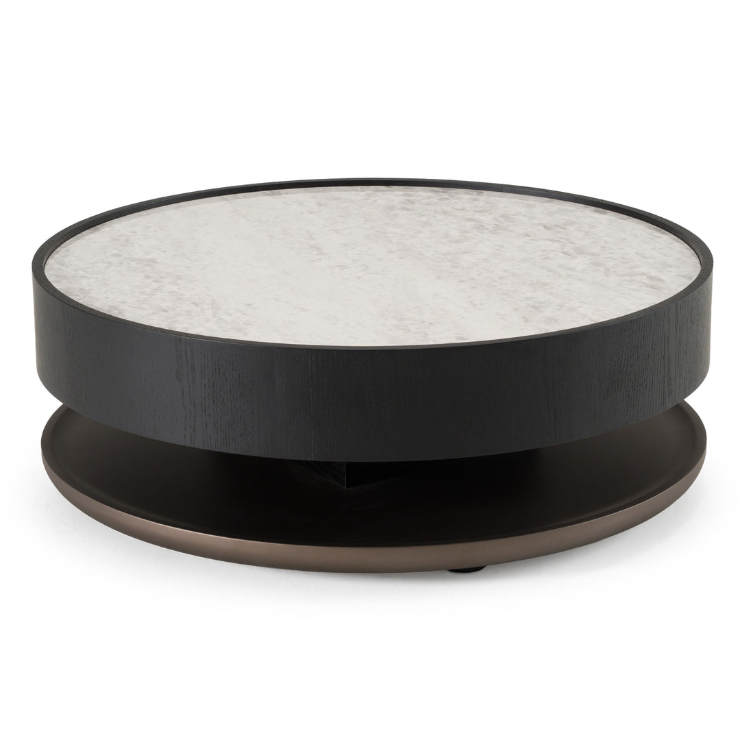Miranda - Modern Ceramic + Black Oak Round Coffee Table
